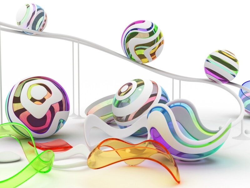 Colorful Glass Spheres — White, Playful, 3d Render