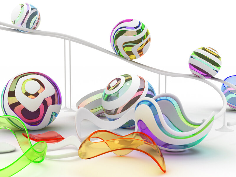 Colorful Glass Spheres — White, Playful