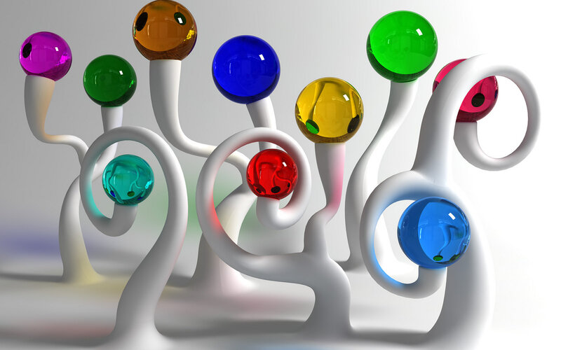 Colorful Glass Spheres — White