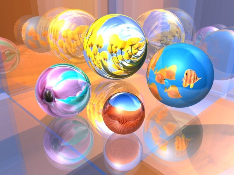 Colorful glass spheres with reflections