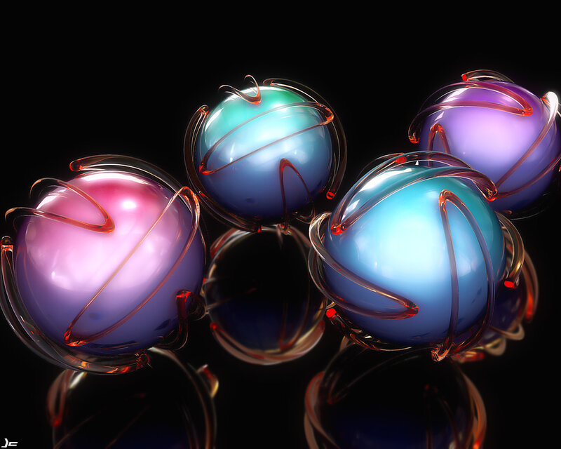 Colorful glass spheres with rings