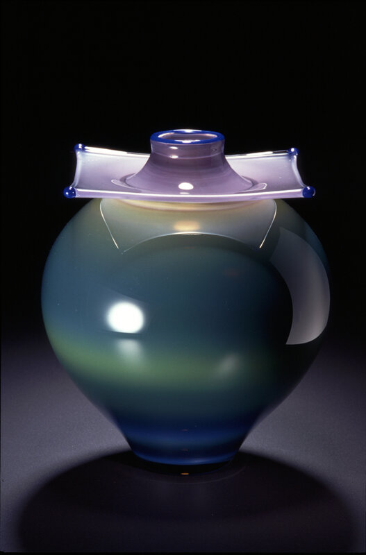 Colorful glass vase with lid