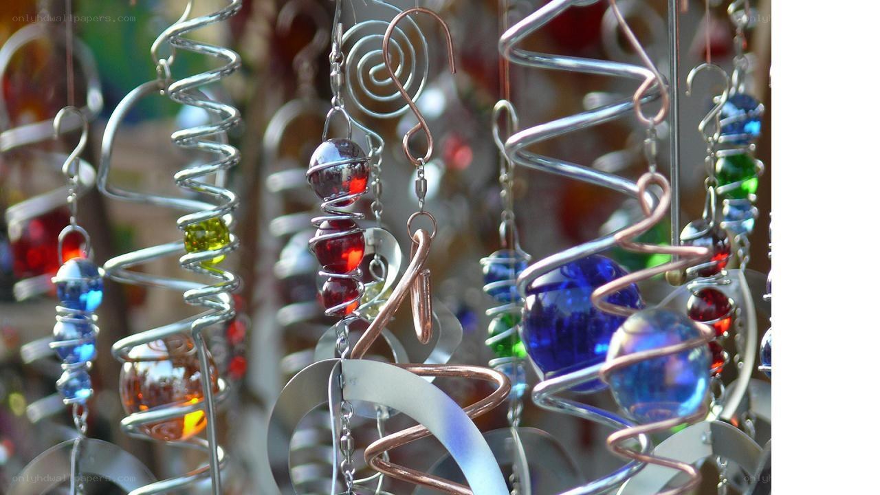 Colorful glass wind chimes