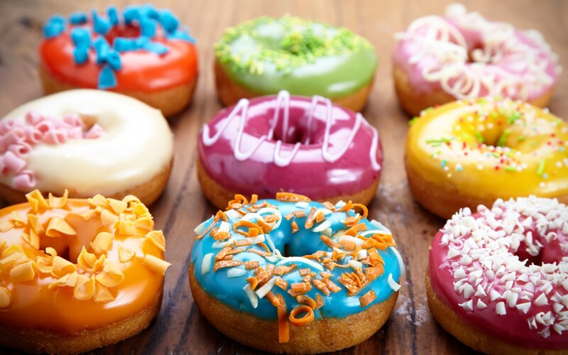 Colorful Glazed Donuts — Blue