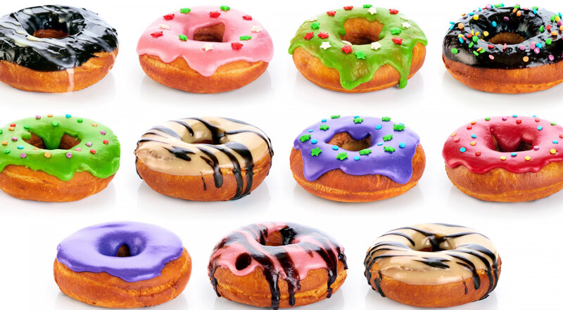 Colorful Glazed Donuts — White, Neutral