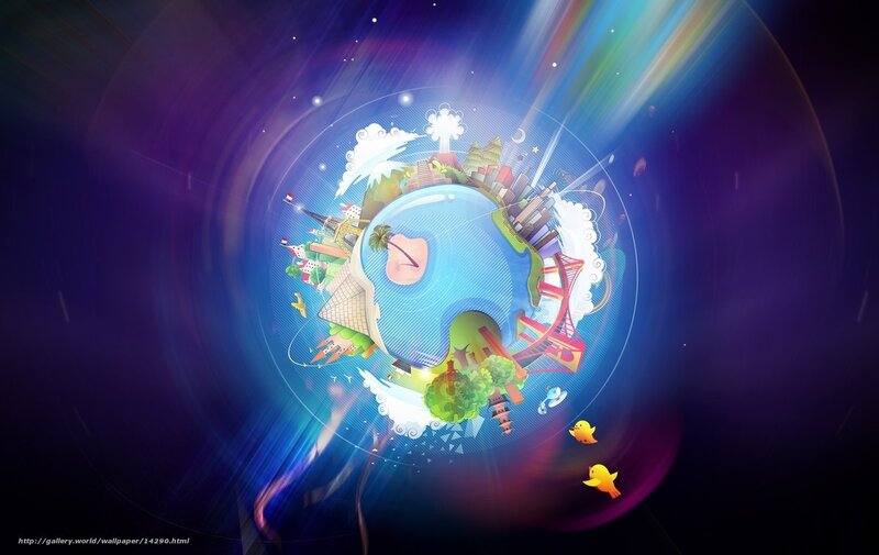 colorful globe with landmarks
