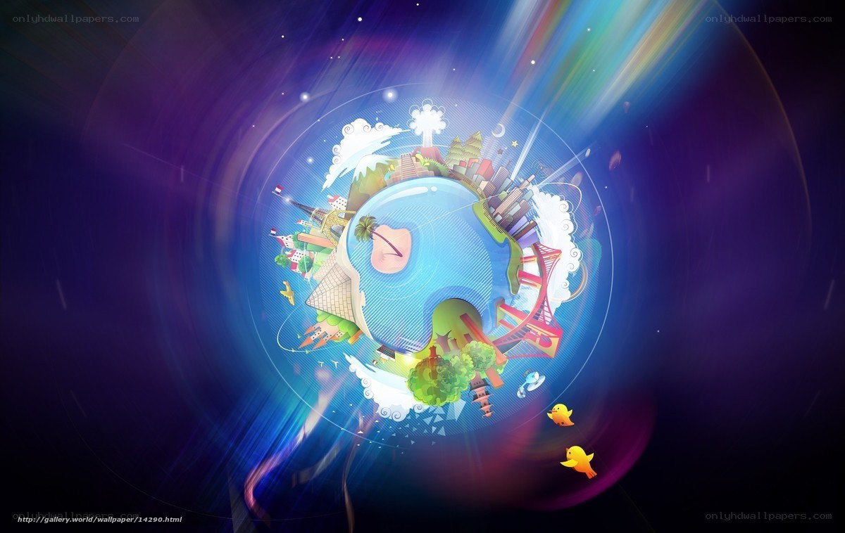 colorful globe with landmarks