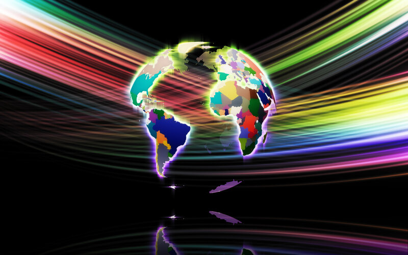Colorful Globe with Light Streaks