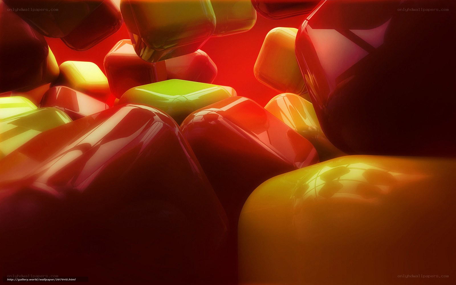 Colorful glossy cubes
