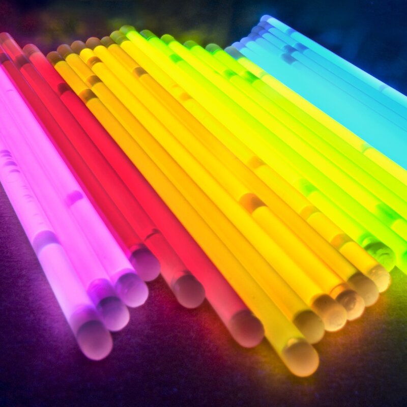 Colorful glow sticks arranged in rainbow