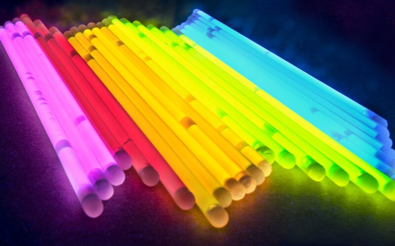 Colorful glow sticks in rainbow