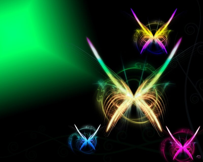Colorful glowing butterflies