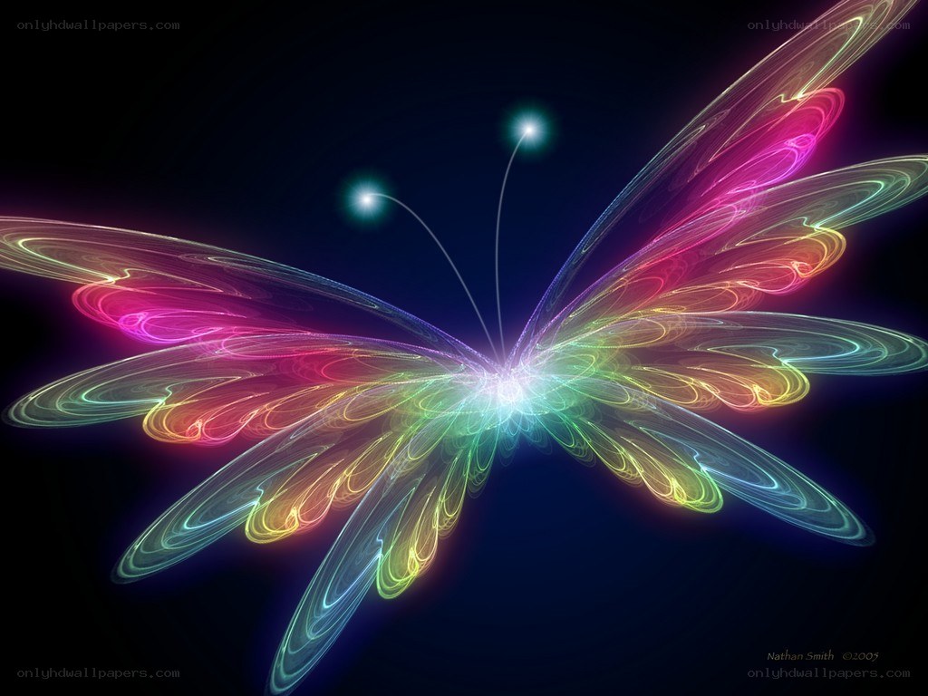Colorful glowing butterfly