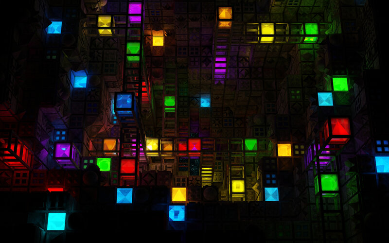 Colorful Glowing Cubes — Black