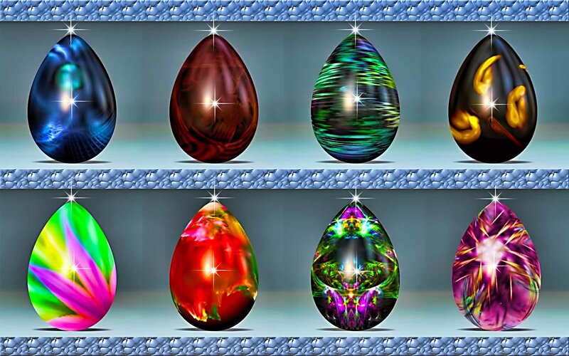 Colorful glowing eggs collection
