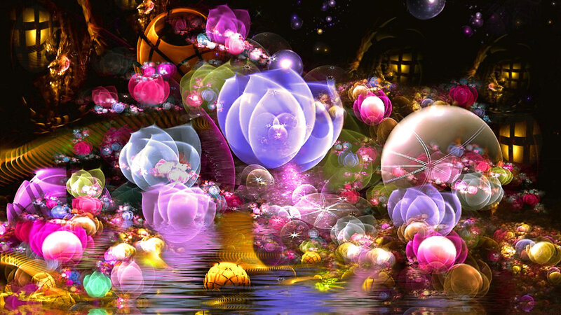 Colorful Glowing Flowers — Purple