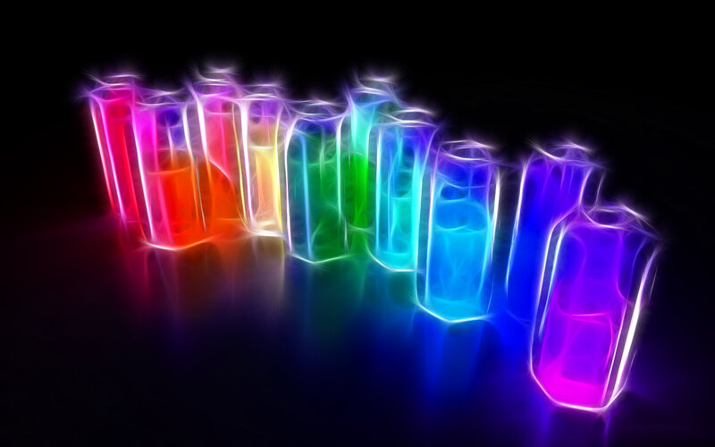 Colorful glowing glasses