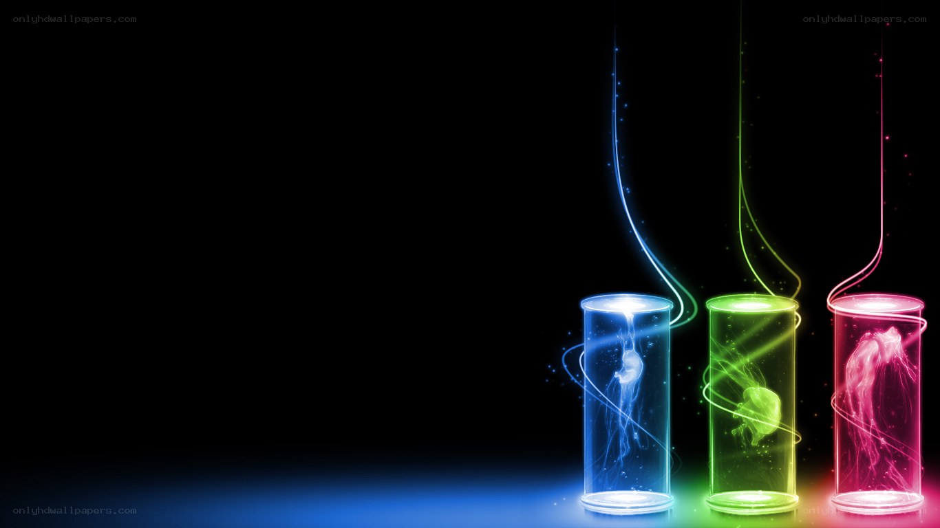 Colorful glowing jellyfish tubes