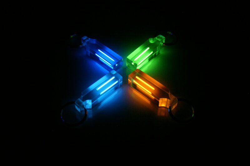 Colorful glowing keychains
