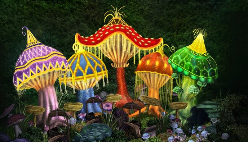Colorful Glowing Mushrooms — Green