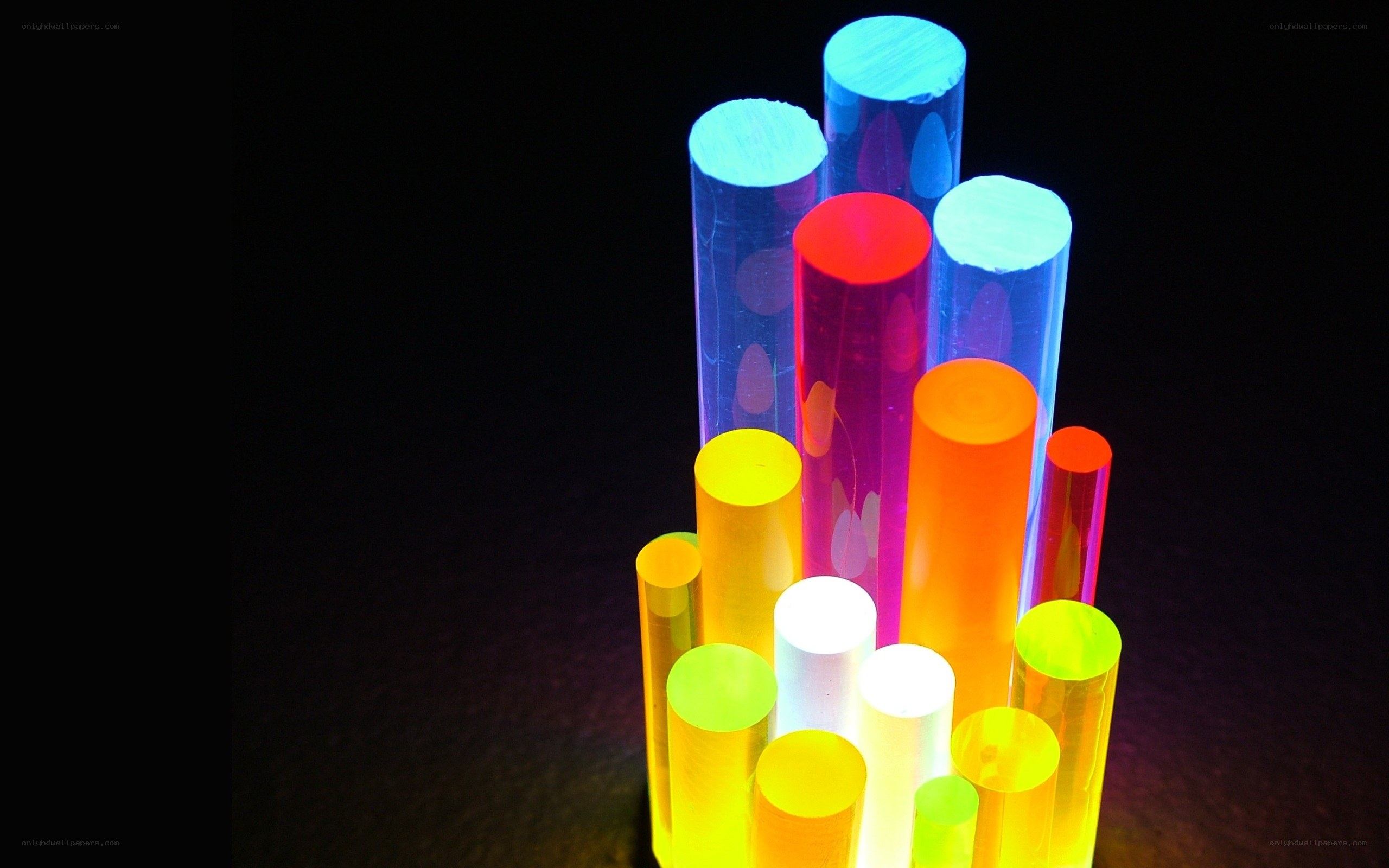 Colorful glowing rods