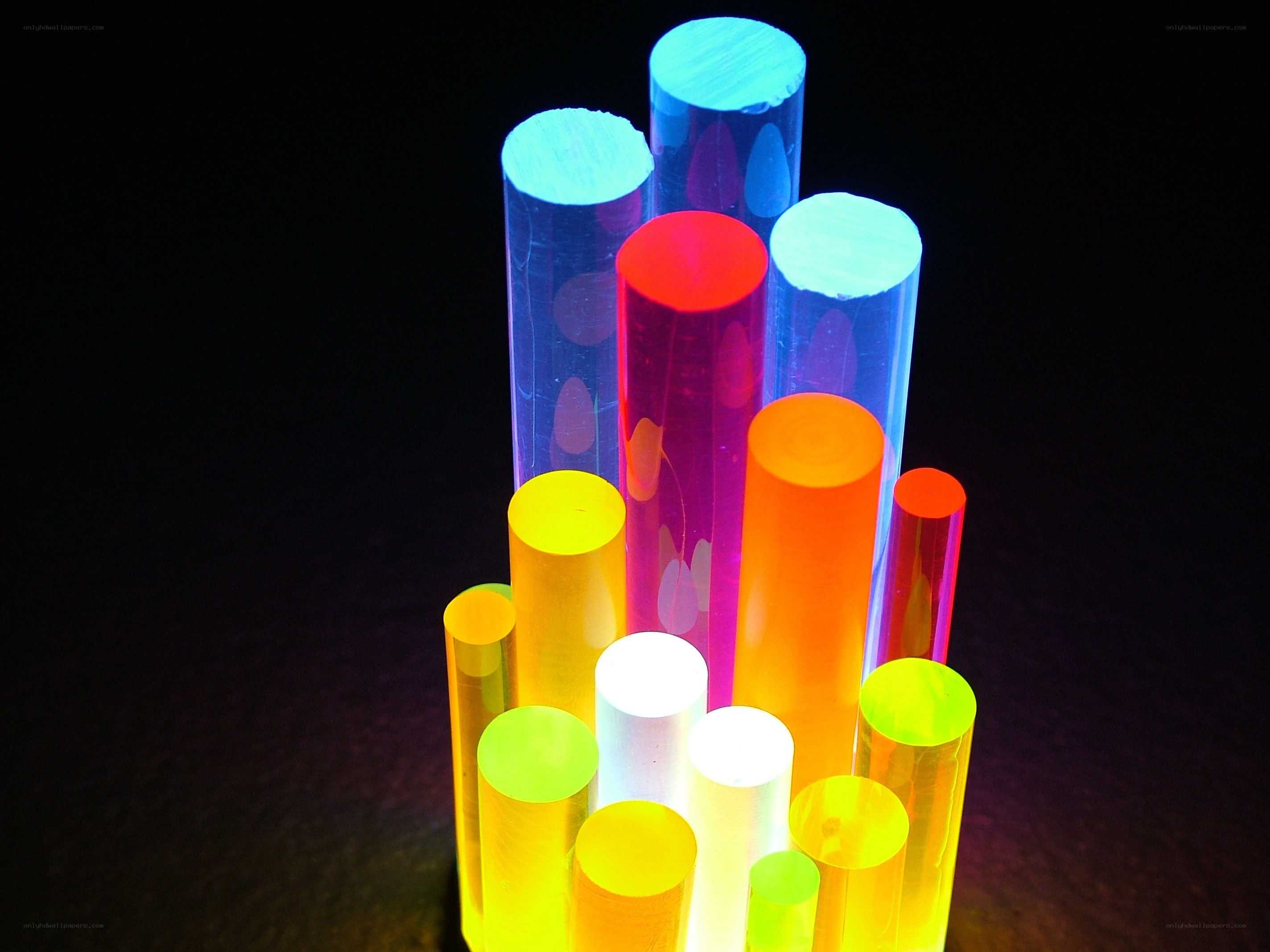 Colorful glowing rods