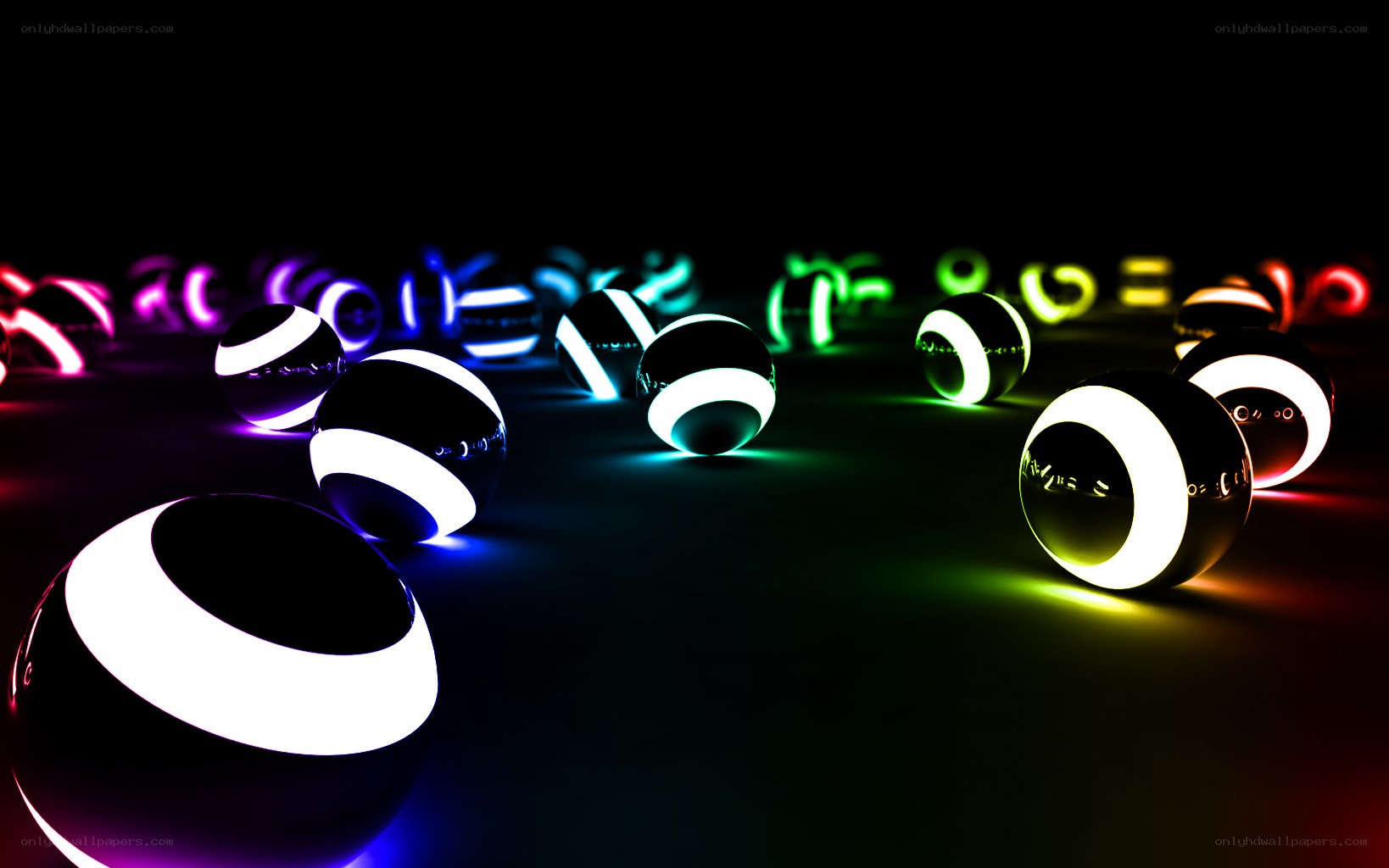 Colorful glowing spheres