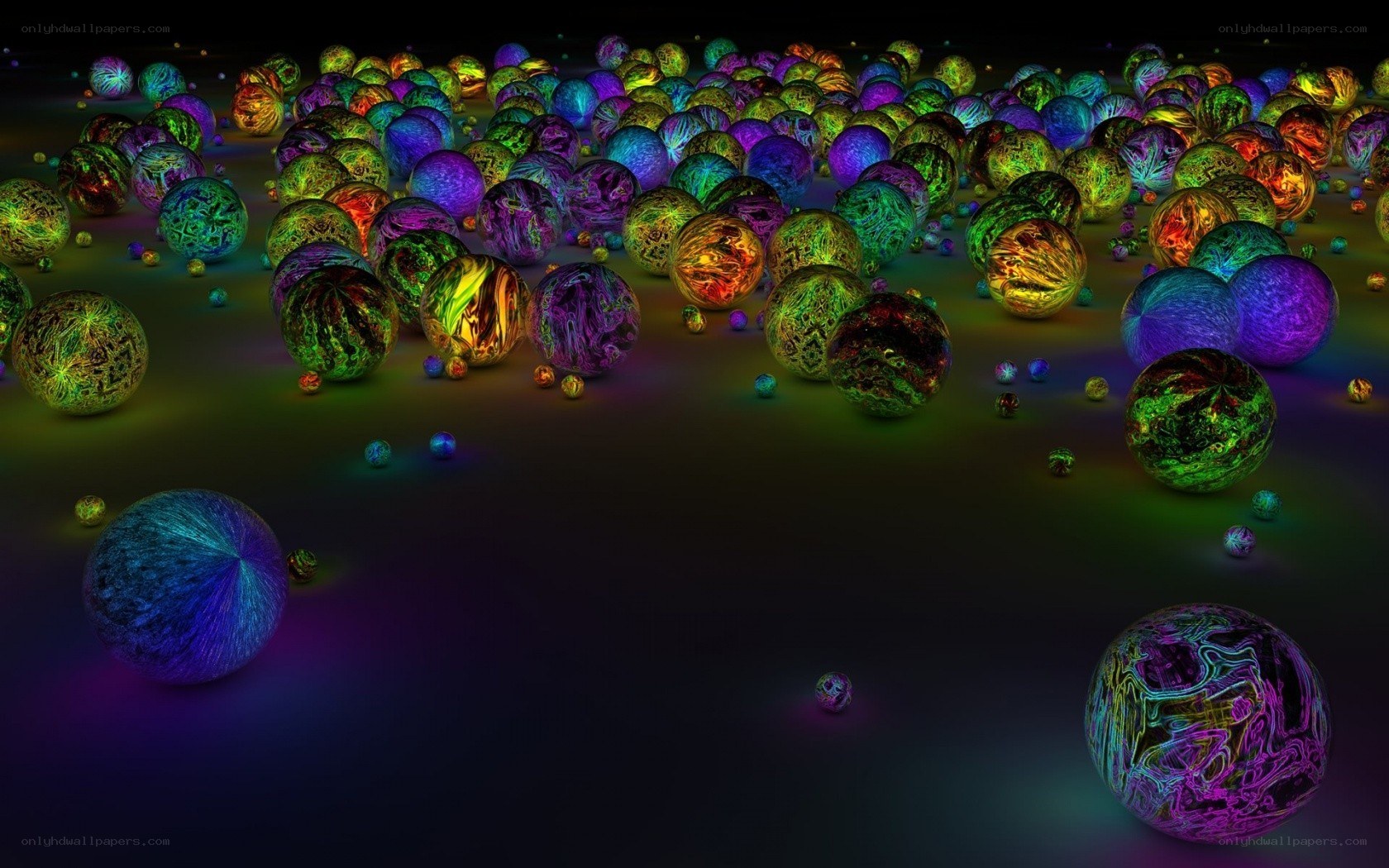 Colorful glowing spheres