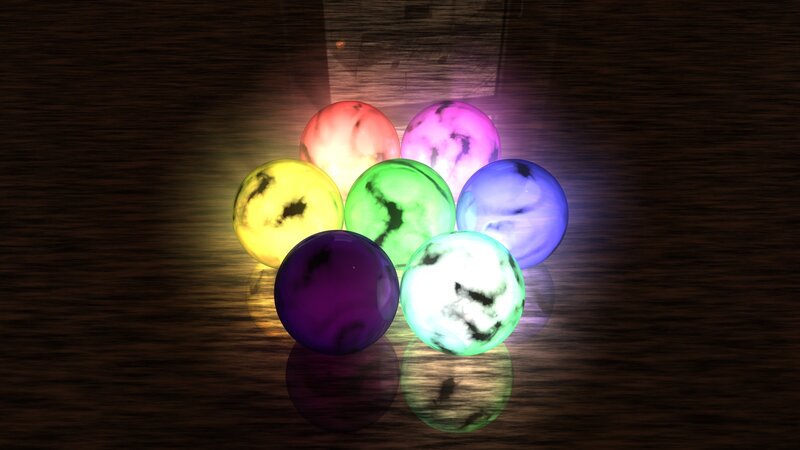 colorful glowing spheres