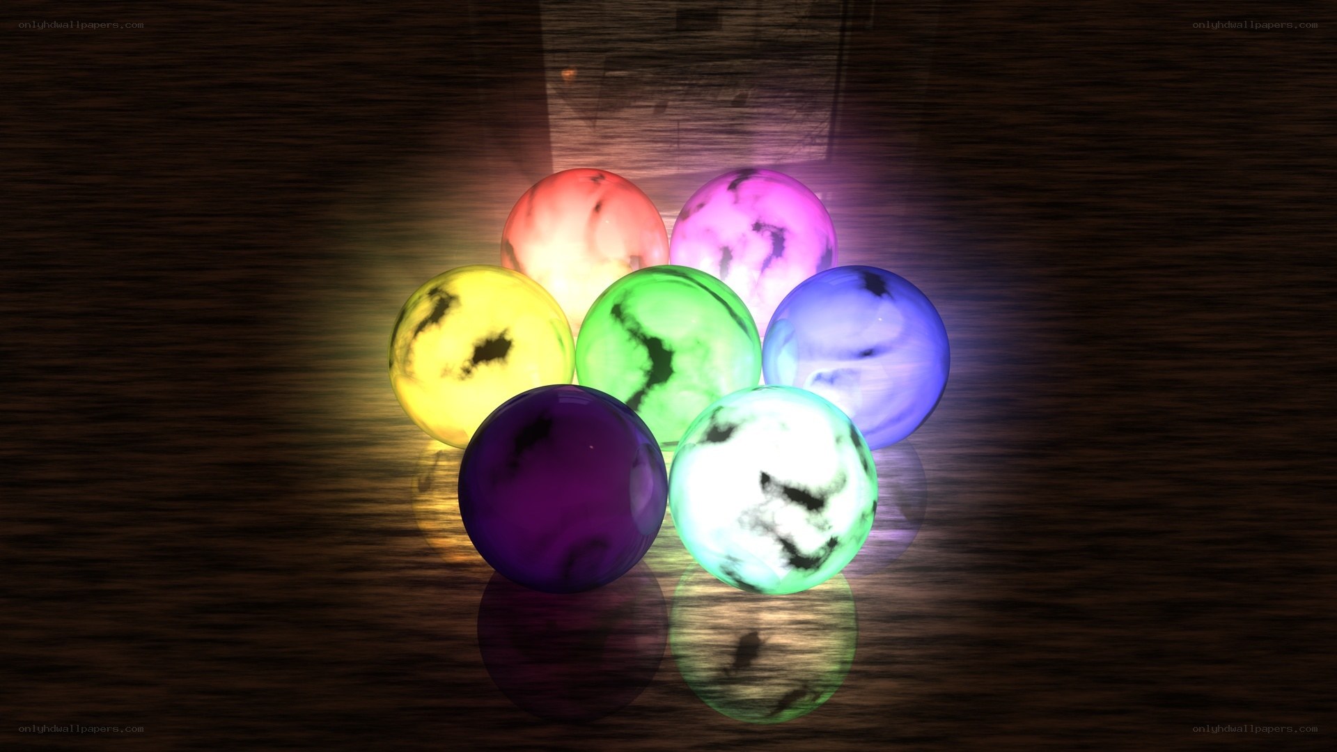colorful glowing spheres
