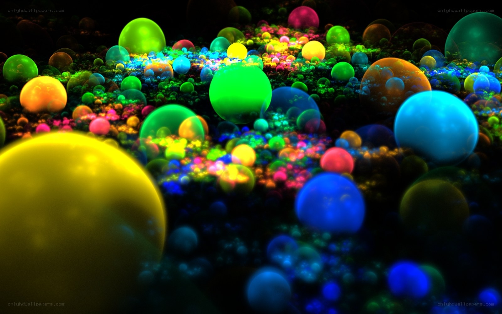 Colorful glowing spheres