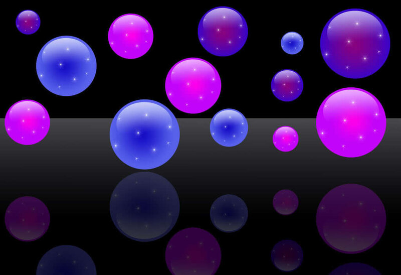 colorful glowing spheres on black