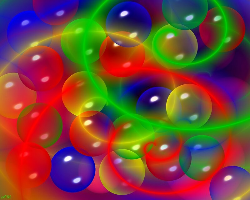 Colorful Glowing Spheres — Red, Vibrant