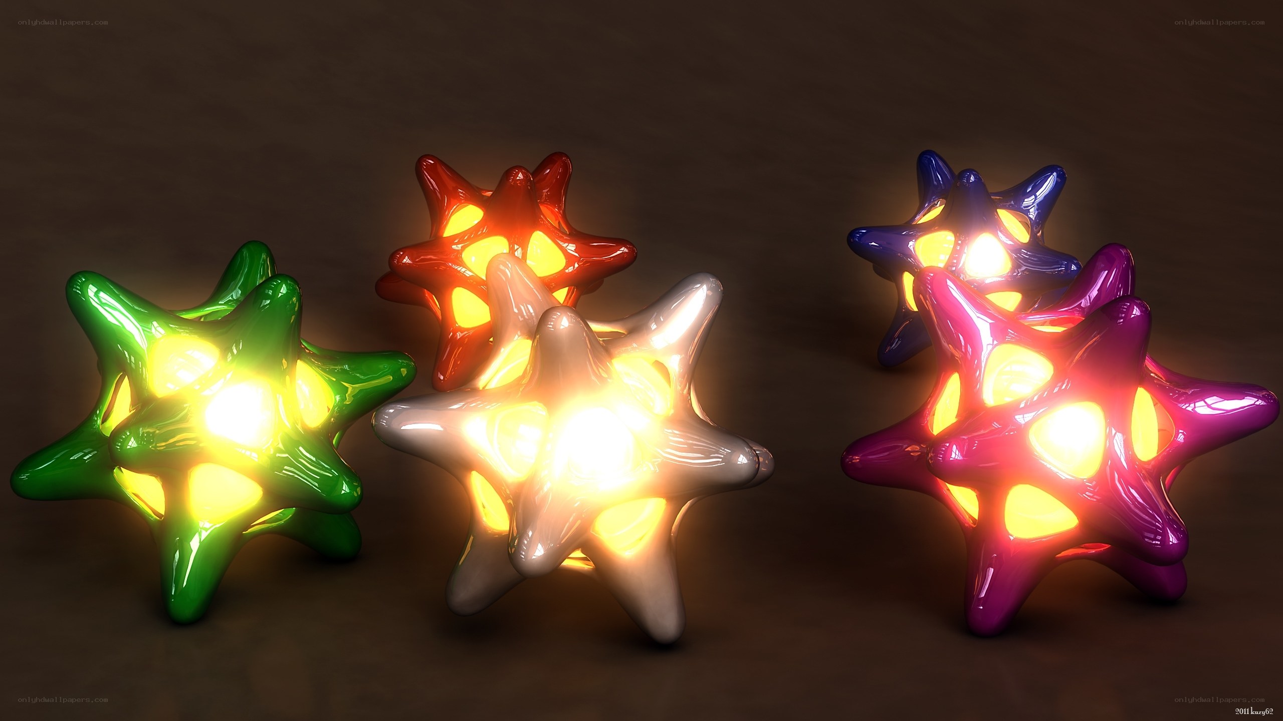 Colorful glowing star shapes