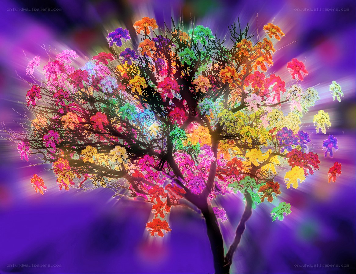 Colorful glowing tree art