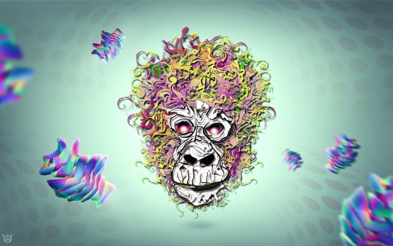 colorful gorilla head art