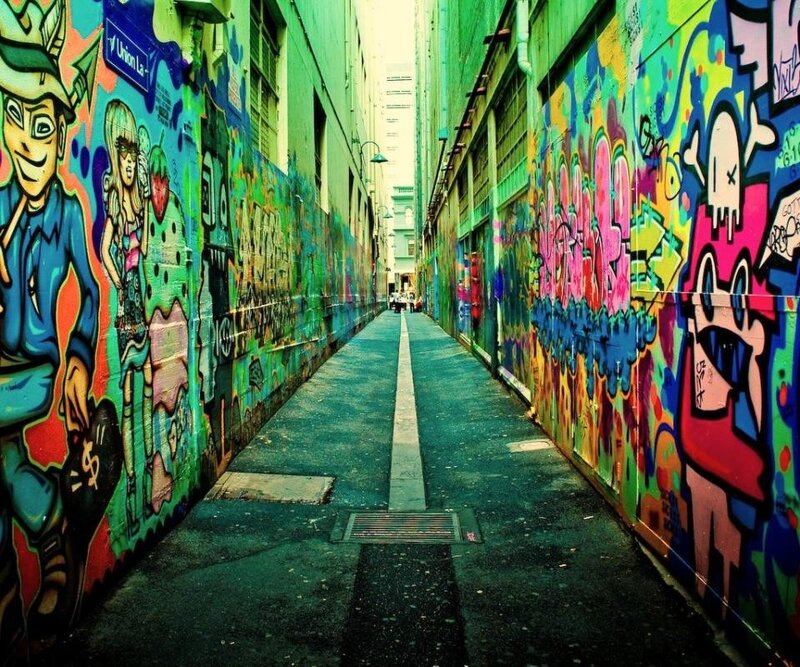 colorful graffiti alley