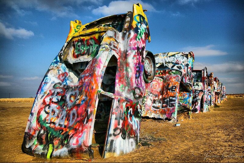 colorful graffiti-covered cars