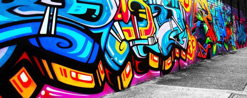 Colorful Graffiti Mural — Blue