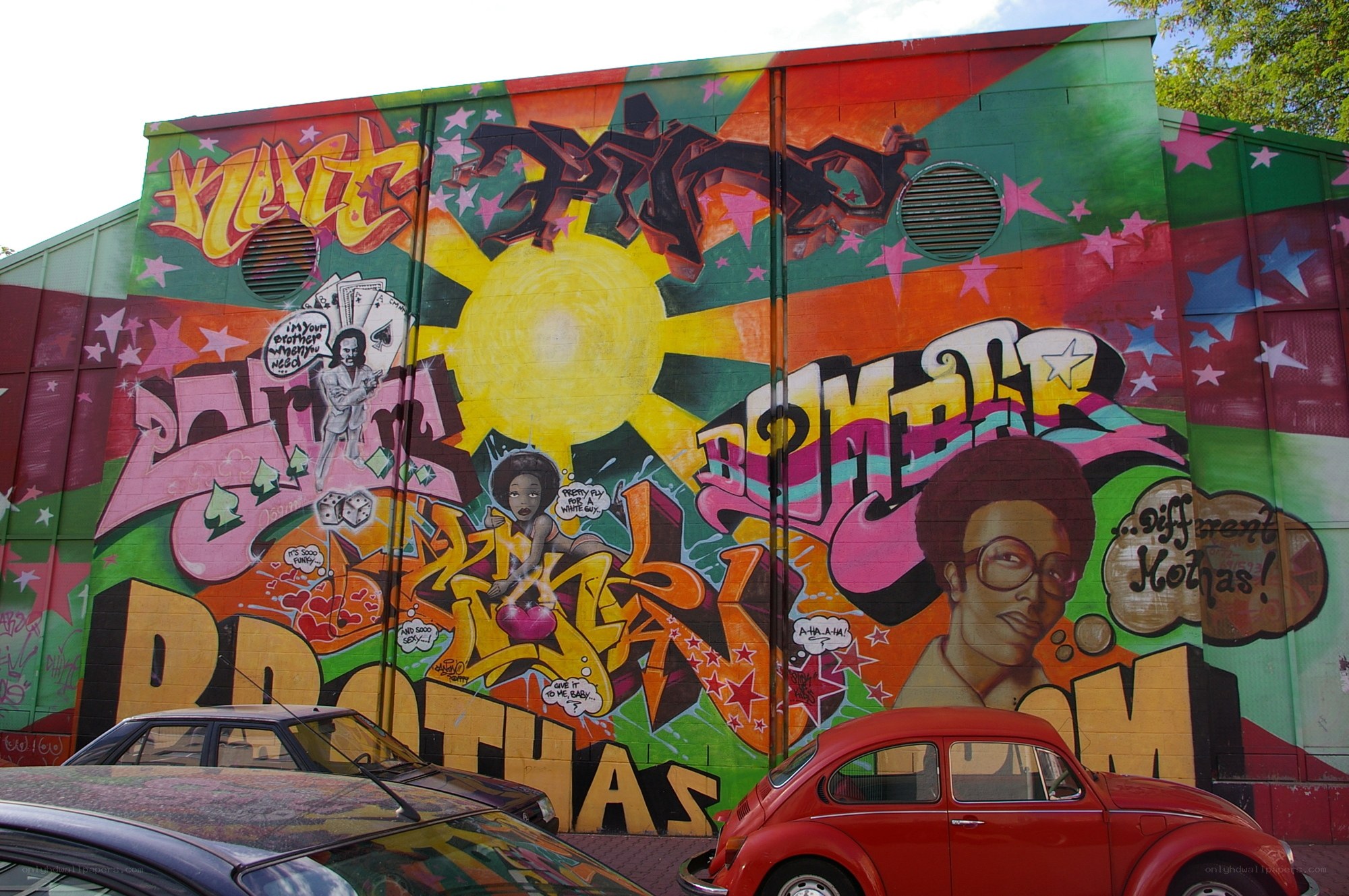 colorful graffiti mural on building