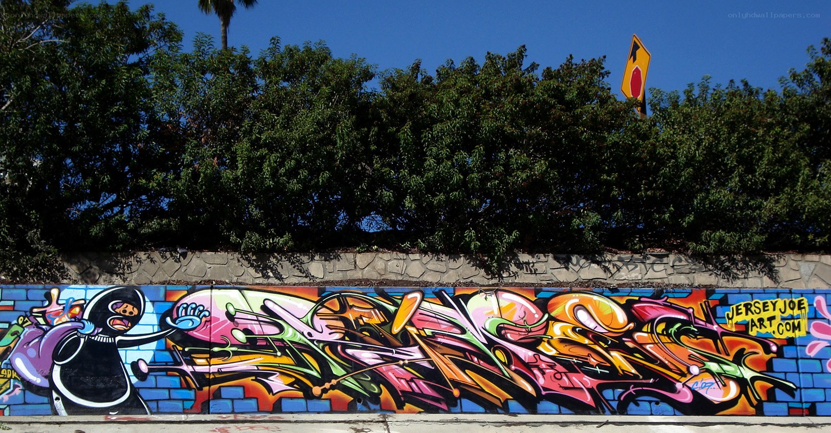 colorful graffiti mural on wall