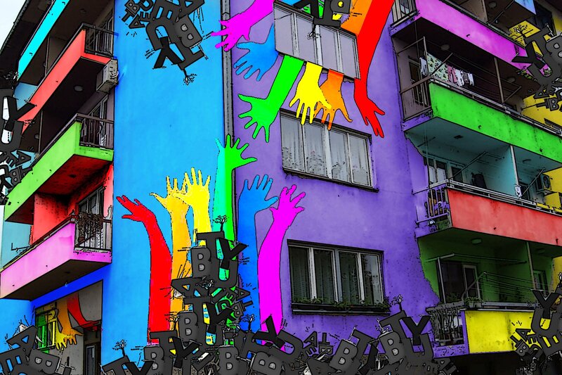colorful graffiti on apartment building