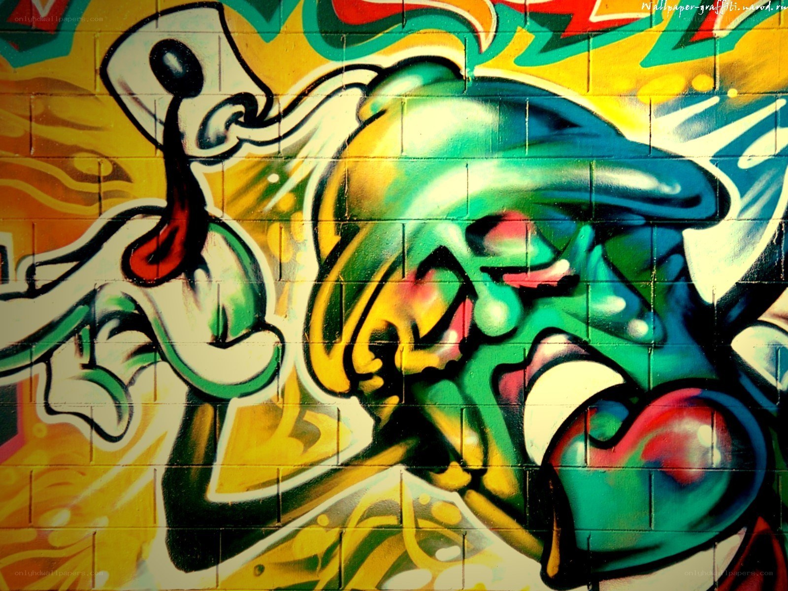 colorful graffiti on brick wall