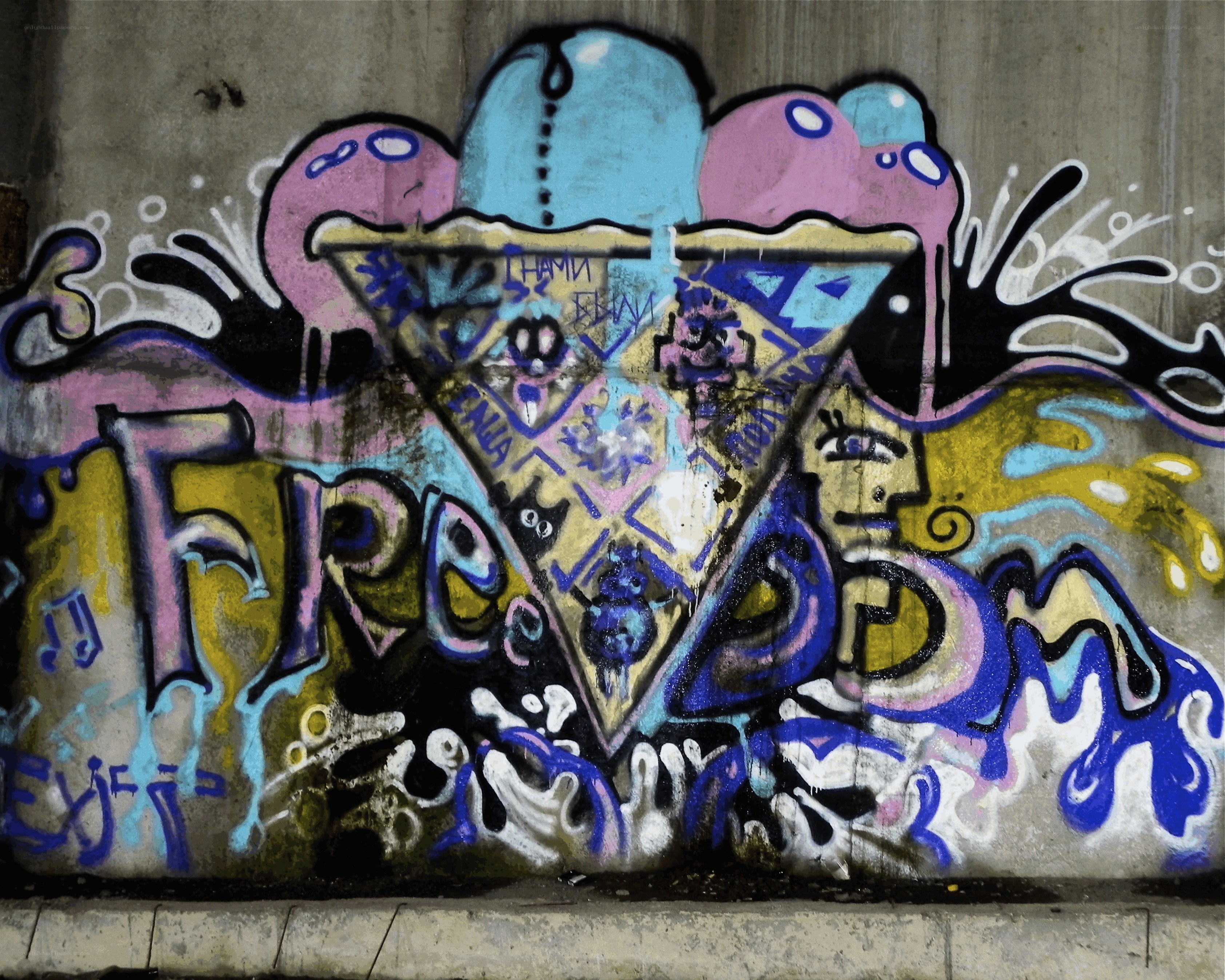 colorful graffiti on concrete wall