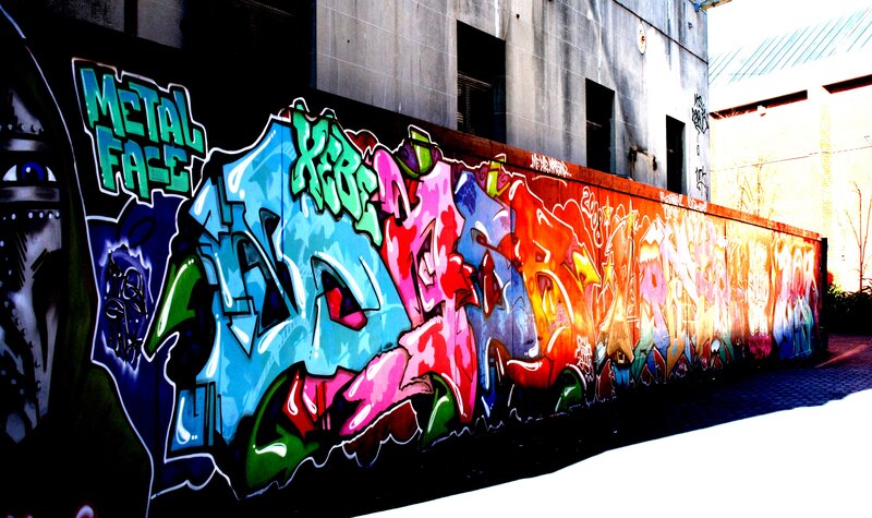 colorful graffiti on urban wall