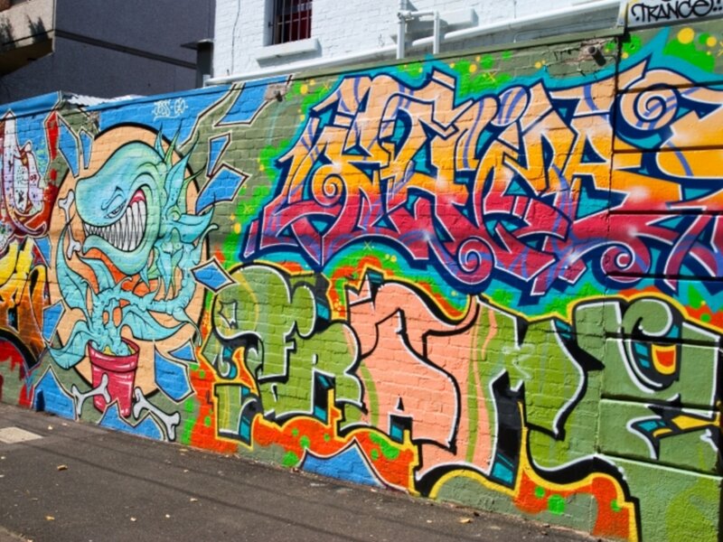 Colorful Graffiti on Wall — Green