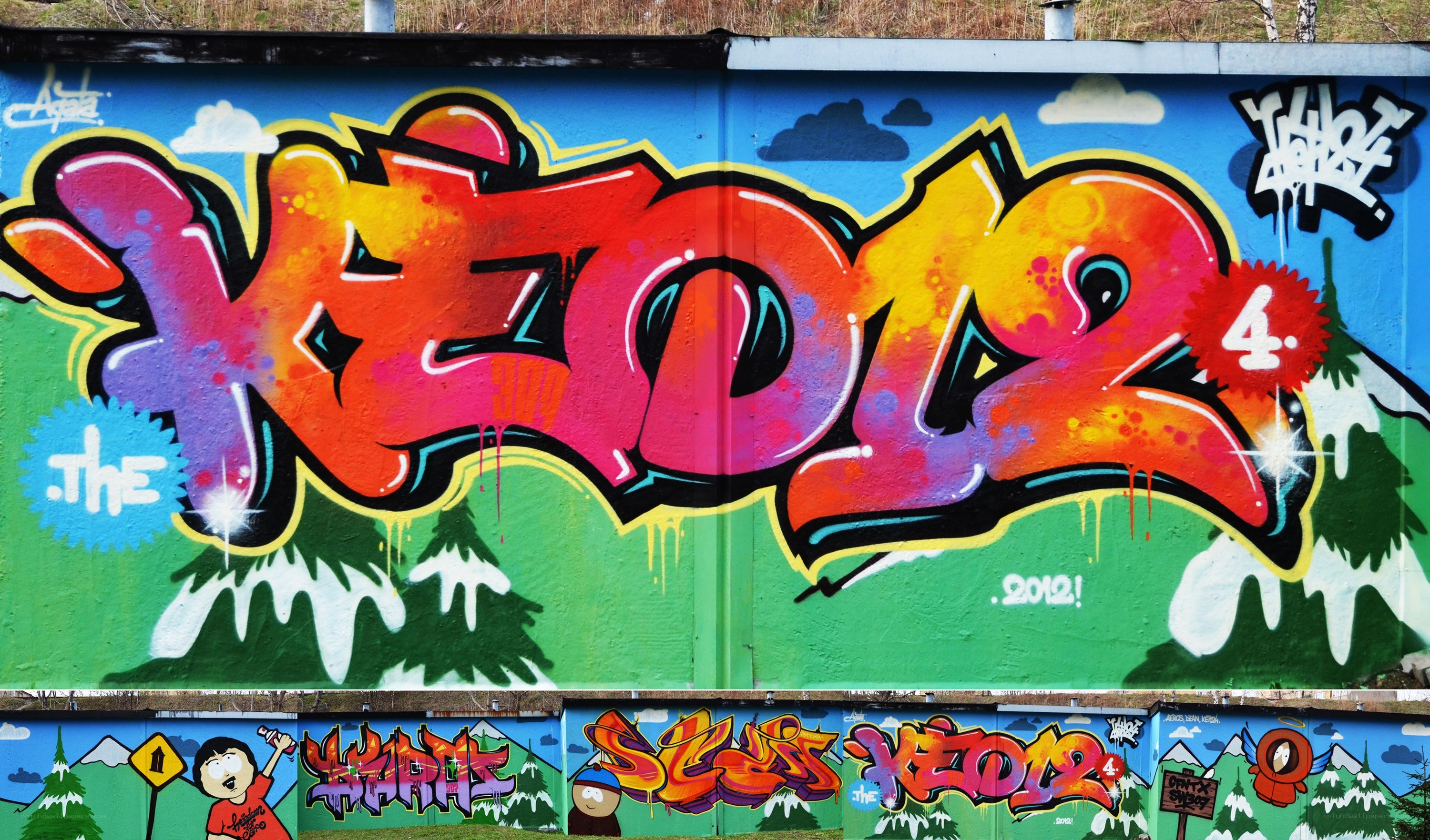 colorful graffiti wall art