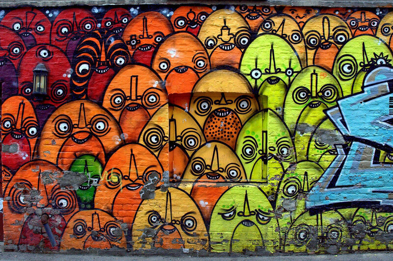 Colorful graffiti wall art