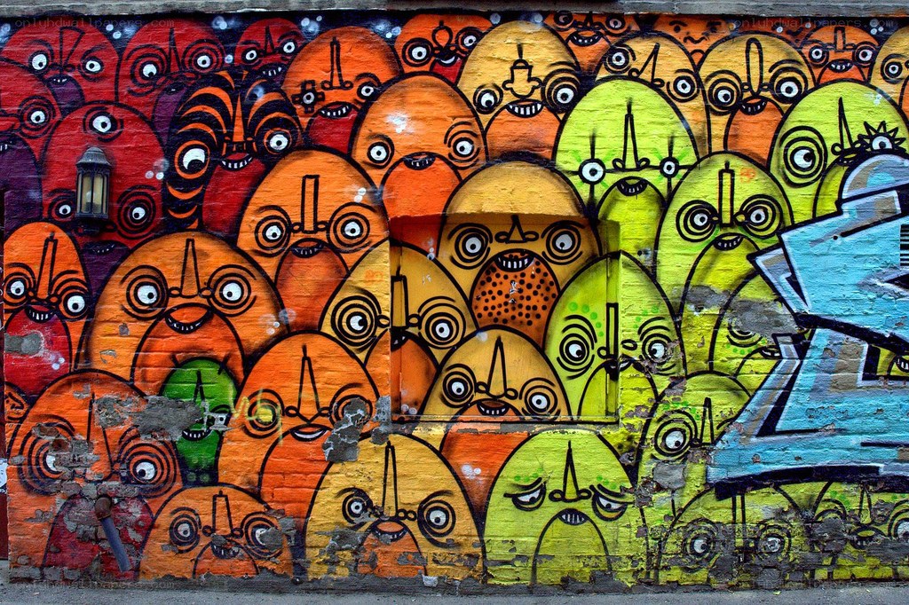 Colorful graffiti wall art