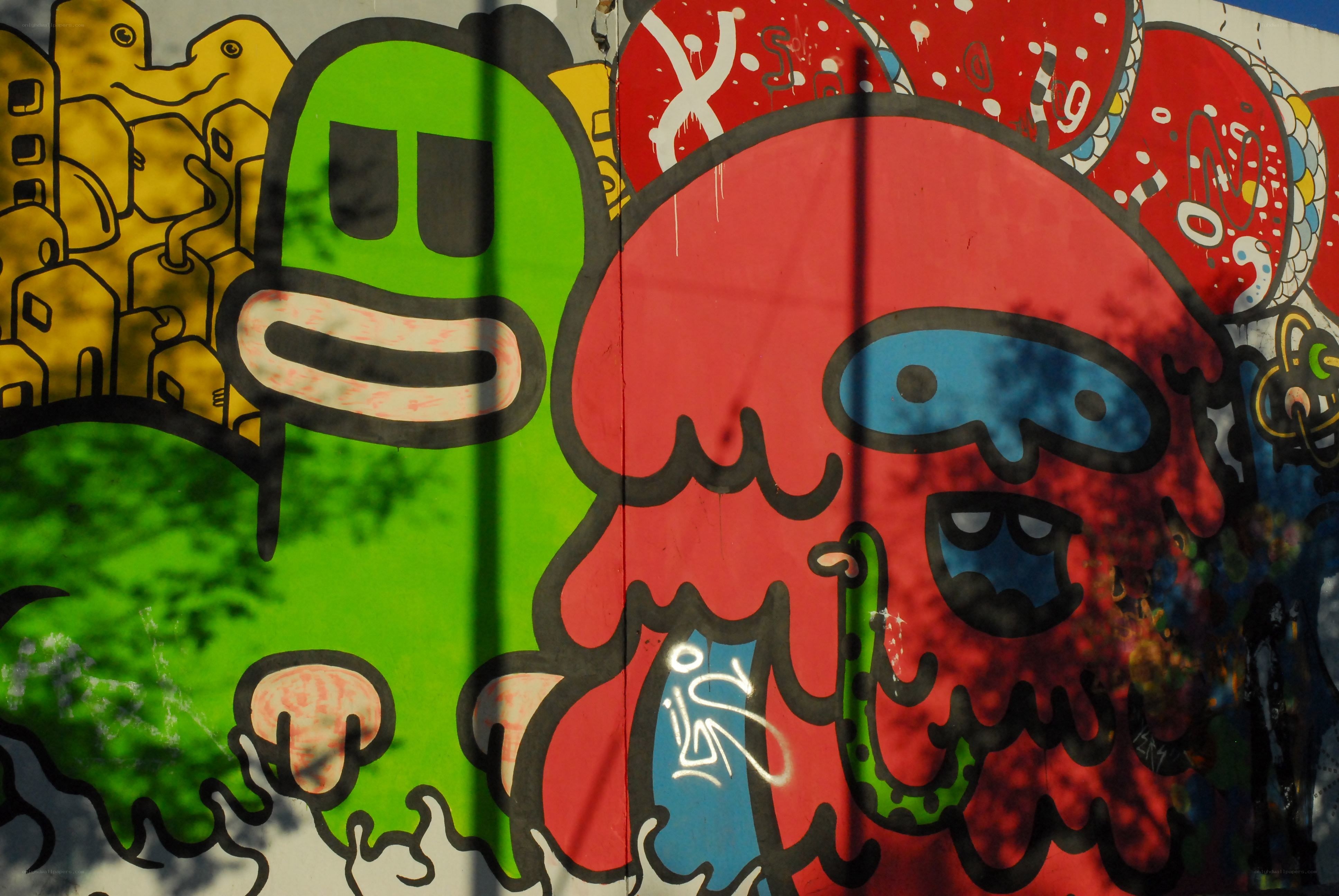 colorful graffiti wall art
